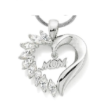 Gifts 4 All - Mom Crystal Heart Pendent Necklace your Choice of Golden or Silver tone Gifts 4 All - Mom Crystal Heart Pendent Necklace your Choice of Golden or Silver tone