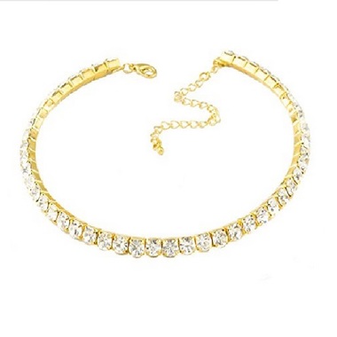 Gifts 4 All Single Row crystal Choker Necklace - Gold only