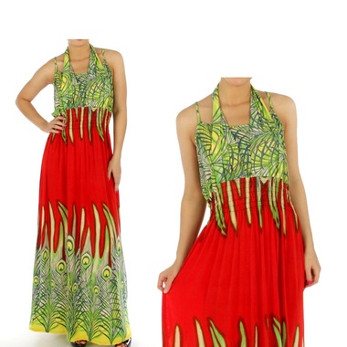 Gifts 4 All - Plus size Peacock Print Maxi Dress Gifts 4 All - Plus size Peacock Print Maxi Dress