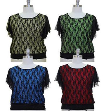 Gifts 4 All - Choose from 4 Colors Lace Top from 1x or 2X sizess