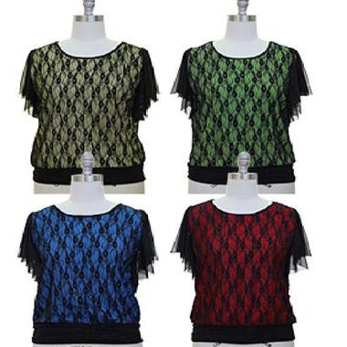 Gifts 4 All - Choose from 4 Colors Lace Top from 1x or 2X sizess Gifts 4 All - Choose from 4 Colors Lace Top from 1x or 2X sizess