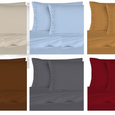Gifts 4 All - 4pc Embroidered Sheet Set 1800 Series