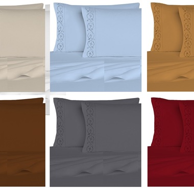 Gifts 4 All - 4pc Embroidered Sheet Set 1800 Series Gifts 4 All - 4pc Embroidered Sheet Set 1800 Series