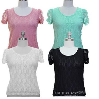 Gifts 4 All Lace Junior Ruched sleeve Top Your Choice of Color and Size