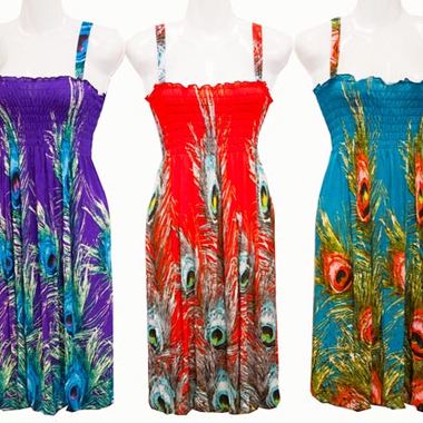 Gifts 4 All - Short Dress Peacock Print Summer Wear Gifts 4 All - Short Dress Peacock Print Summer Wear