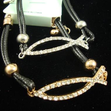 Gifts 4 All - Religious Bracelet Leather Cord Crystal Gifts 4 All - Religious Bracelet Leather Cord Crystal