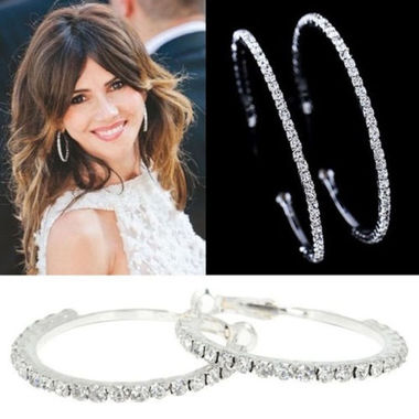 Gifts 4 All - Hoop Earring Crystal Silver or Gold tone Gifts 4 All - Hoop Earring Crystal Silver or Gold tone