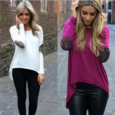 Gifts 4 All - High Low Top with Patchwork in Sleeves Gifts 4 All - High Low Top with Patchwork in Sleeves